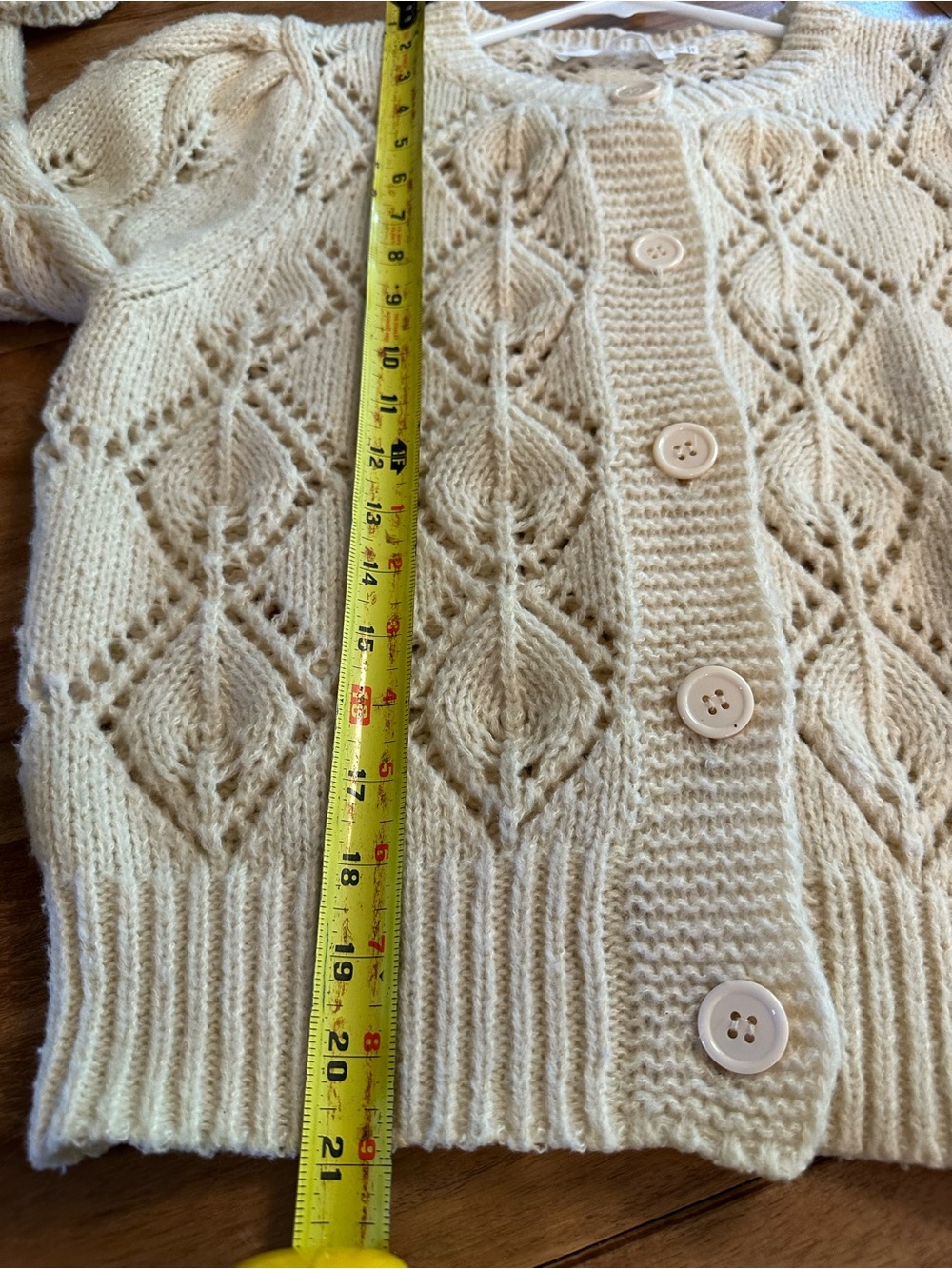 ASTR Anthropologie Cream Openwork Knit Button-Front Cardigan - Picture 9 of 10